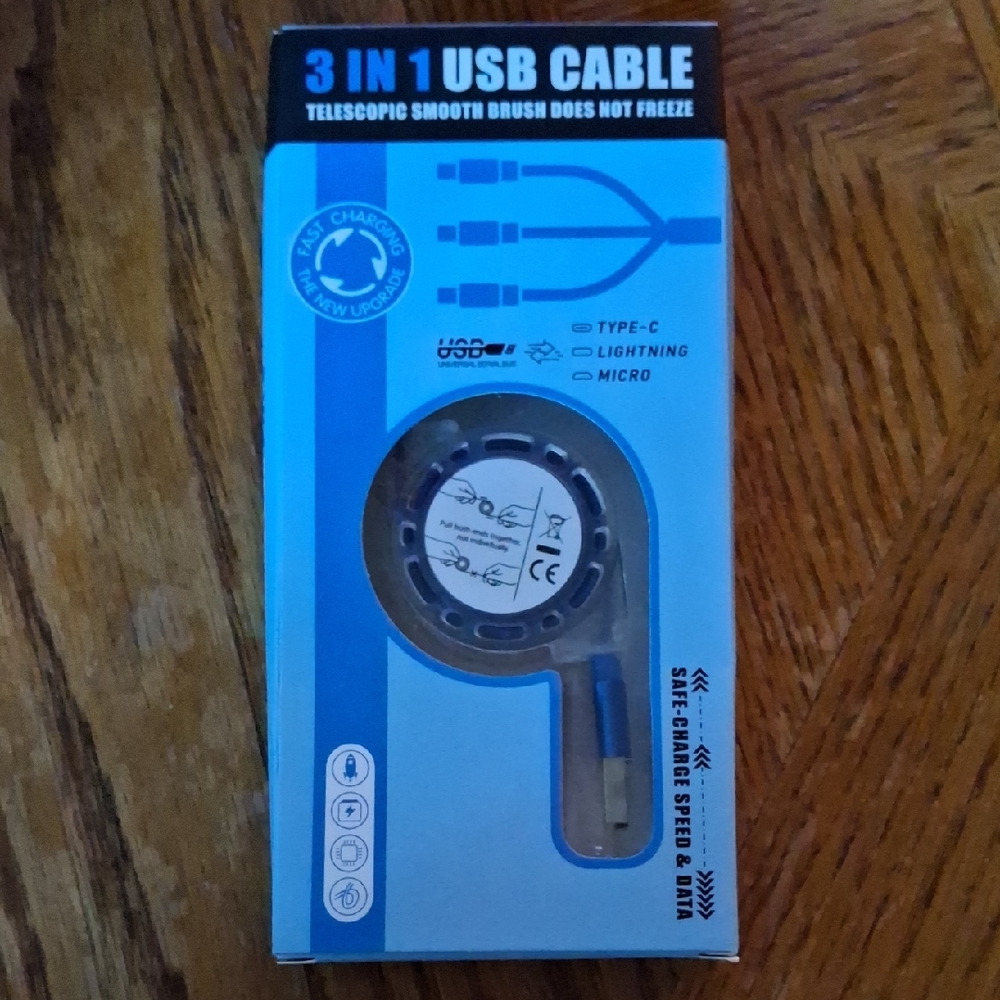 3 in 1 USB Cable - Blue